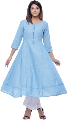 Ayan Solid Women's Anarkali Kurta(Light Blue) Ayan Solid Women's Anarkali Kurta(Light Blue)