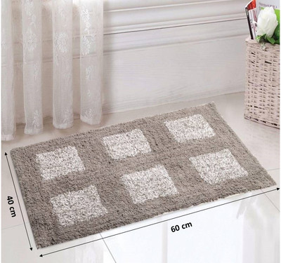 Saral Home Cotton Bath Mat Bathmat(Grey, Small)