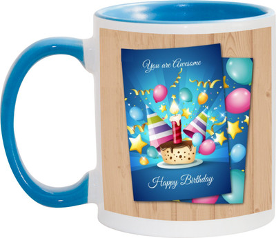 

Awesum You are Awesome- Happy Birthday Ceramic Mug(350 ml), Multicolor