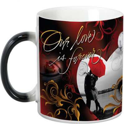 

Prithish Our Love Is Forever Black Magic Ceramic Mug(330 ml), Multicolor