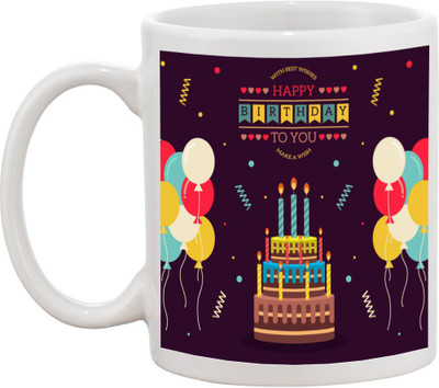

Awesum With best Wishes Happy Birthday - Make a wish Ceramic Mug(350 ml), White