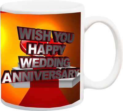 

ME&YOU Gift For wife/husband/hubby/wifey;Wish you Happy Wedding Annivarsery colorful HD Print Ceramic Mug(325 ml), Multicolor