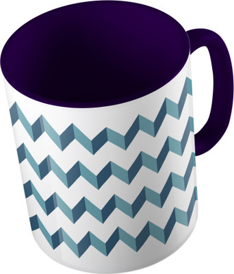 

MiiCreations Printed Two Tone Blue And White Zig Zag Pattern Ceramic Mug(325 ml)