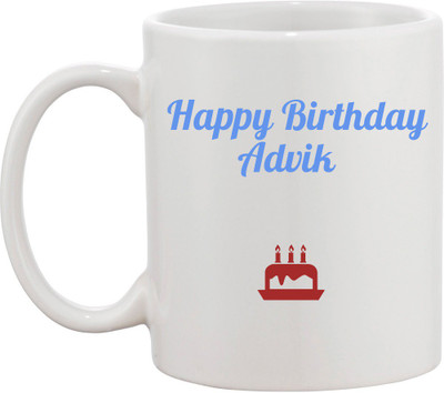 

Awesum Happy Birthday Advik Ceramic Mug(350 ml), White