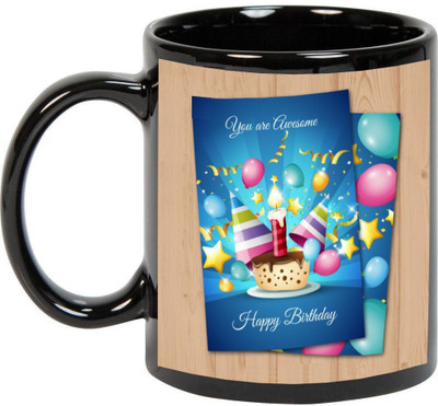 

Awesum You are Awesome- Happy Birthday Ceramic Mug(350 ml), Black