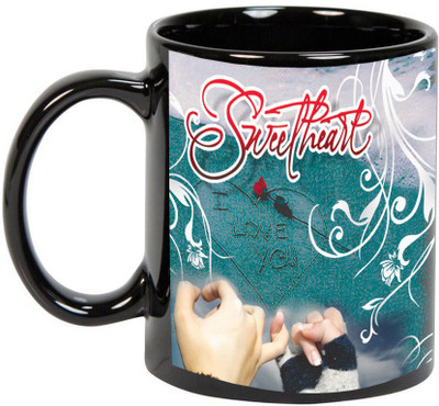 

Prithish Sweetheart. I Love You Black Ceramic Mug(330 ml), Multicolor