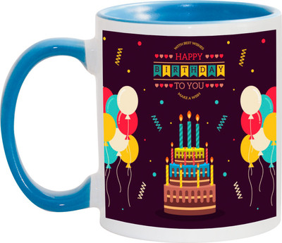 

Awesum With best Wishes Happy Birthday - Make a wish Ceramic Mug(350 ml), Multicolor