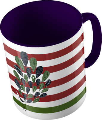 

MiiCreations Printed Two Tone Blue And White Feather Pattern Ceramic Mug(325 ml)