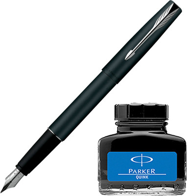 

Parker Frontier Matte Black CT Fountain Pen with Blue Quink Ink Bottle(Pack of 2)