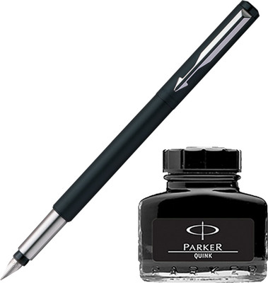

Parker Vector Matte Black CT Fountain Pen with Black Quink Ink Bottle(Pack of 2)