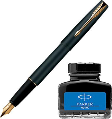 

Parker Frontier Matte Black GT Fountain Pen with Blue Quink Ink Bottle(Pack of 2)