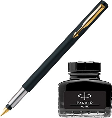 

Parker Vector Matte Black GT Fountain Pen with Black Quink Ink Bottle(Pack of 2)