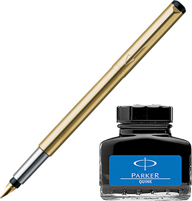 

Parker Vector Gold GT Fountain Pen with Blue Quink Ink Bottle(Pack of 2)