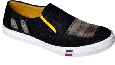 

Glamour Canvas Shoes For Men(Black, Blackyellow