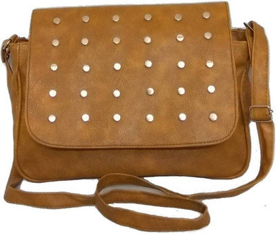

Rapidcostore Girls Casual Tan Leatherette Sling Bag