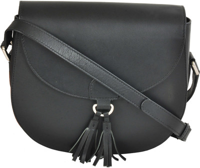 

AzraJamil Women Casual Black Genuine Leather Sling Bag