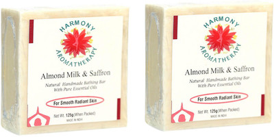 

Harmony Aromatherapy Almond Milk And Saffron Natural Handmade Bathing Bar With Pure Essential Oils(125 g, Pack of 2)