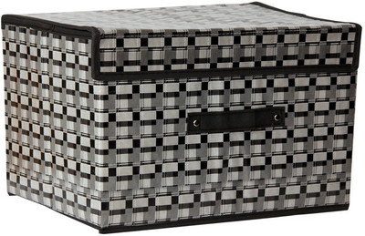 

FULLHOUZ Gloss GreyChecks Storage Box(Multicolor)