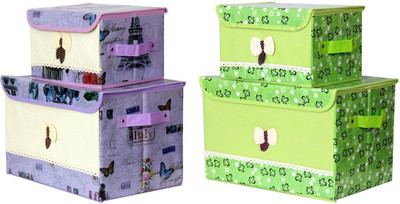 

FULLHOUZ Bow GreenPurple Storage Box(Multicolor)