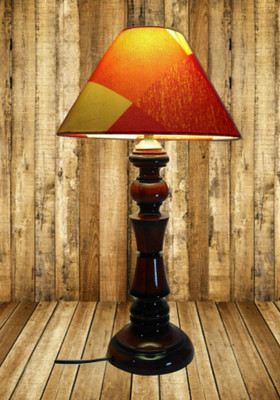 

Woodly Orange Check Design Table Lamp(45 cm, Orange)
