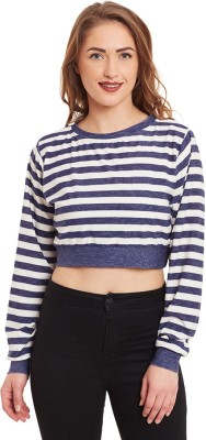 Miss Chase Casual Regular Sleeve Striped Women White, Blue Top