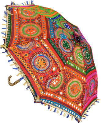 

Lal Haveli Party Decoration Embroidery Work Cotton Women Umbrella(Multicolor)