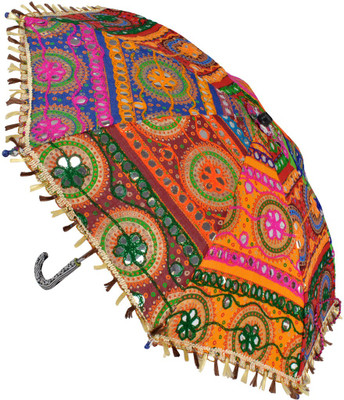 

Lal Haveli Wedding Decoration Cotton Embroidered Women Umbrella(Multicolor)