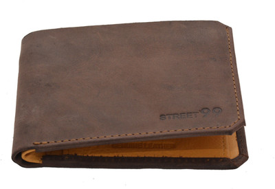 

STREET 99 Men Brown Genuine Leather Wallet(6 Card Slots), Brown;yellow