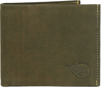 RUGE Men Green Genuine Leather Wallet(6 Card Slots), Olive green