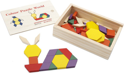 

Alria Educational Learning Puzzle - Geometric Shape Wooden Pattern Blocks Kid Toy with Box, Gift Set of 60 PCS