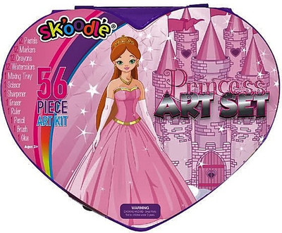 

SKOODLE Kids Heart Shape drawing 56 Pieces Princess Coloring Kit Art Set