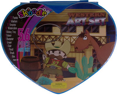 

SKOODLE Kids Heart Shape drawing 56 Pieces Westen Coloring Kit Art Set