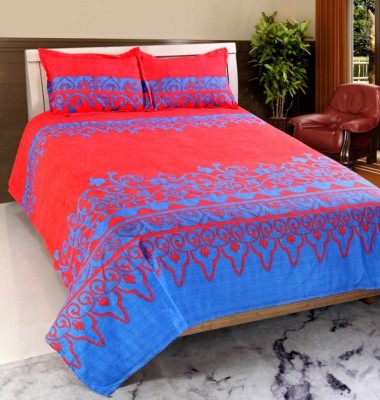 Welhouse India Cotton Double Embroidered Flat Bedsheet(Pack of 1, Red)