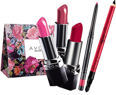 

Avon Anew Combo Gift Set (3 Lipsticks + Lipliner + Kajal+Bag)(Set of 6)