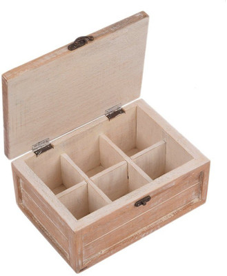 

Store Indya Tea Storage Box Compact Organizer - 1 dozen Wood Tea Coffee & Sugar Container(Beige)