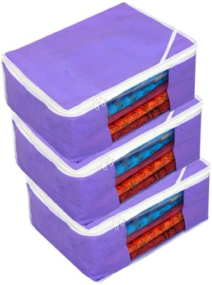 

Kuber Industries Designer Kuber Industries Non woven Saree cover Bag Set of 3 Pcs /Wardrobe Organiser/Regular Clothes Cover KI19153P1(Purple)