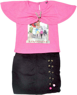 

Hey Baby Girls Party(Festive) Top Skirt(Pink