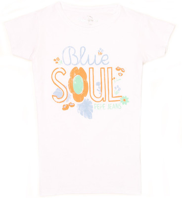 

Pepe Jeans Girls Graphic Print Cotton T Shirt(White, Pack of 1