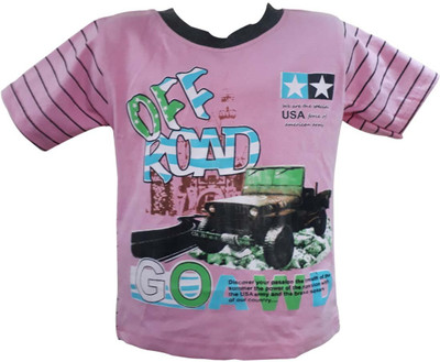 

Global Heart Boys Printed Cotton T Shirt(Pink, Pack of 1