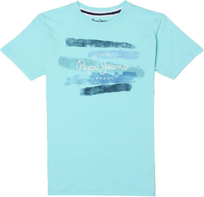 

Pepe Jeans Boys Graphic Print Cotton T Shirt(Green, Pack of 1, Aqua
