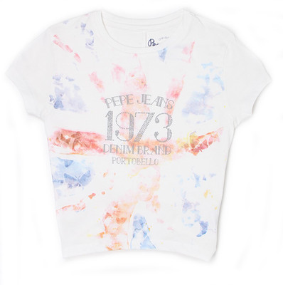 

Pepe Jeans Girls Graphic Print Cotton T Shirt(Pink, Pack of 1, Off white
