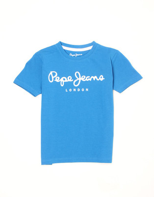 

Pepe Jeans Boys Graphic Print Cotton T Shirt(Blue, Pack of 1, Royal