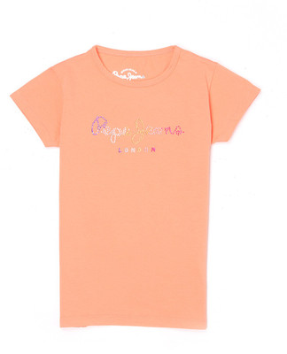 

Pepe Jeans Girls Solid Cotton T Shirt(Orange, Pack of 1, Coral