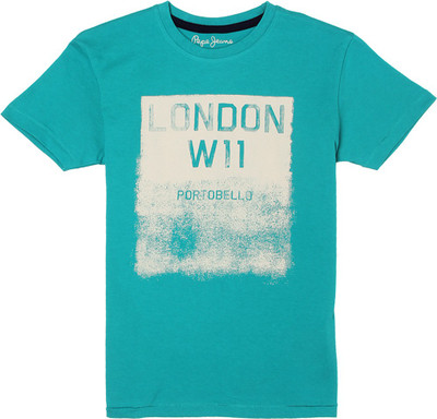 

Pepe Jeans Boys Graphic Print Cotton T Shirt(Green, Pack of 1, Teal