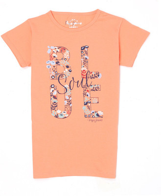

Pepe Jeans Girls Graphic Print Cotton T Shirt(Orange, Pack of 1, Coral