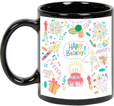 

Awesum Happy Birthday-Printed Ceramic Mug(350 ml), Black