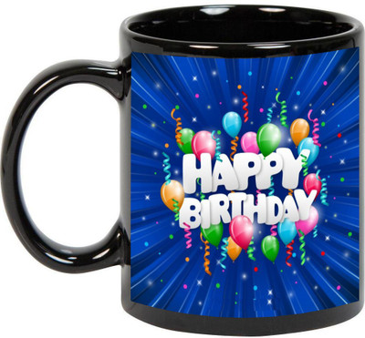 

Awesum Printed- Happy Birthday Ceramic Mug(350 ml), Black