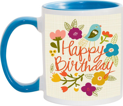 

Awesum Happy Birthday Best Gifting Ceramic Mug(350 ml), Multicolor