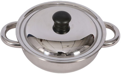 

DSK Kadhai 18 cm with Lid(Stainless Steel), Silver