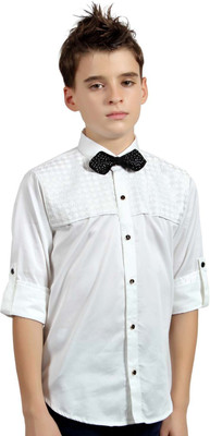 

MashUp Boy's Solid Party White Shirt